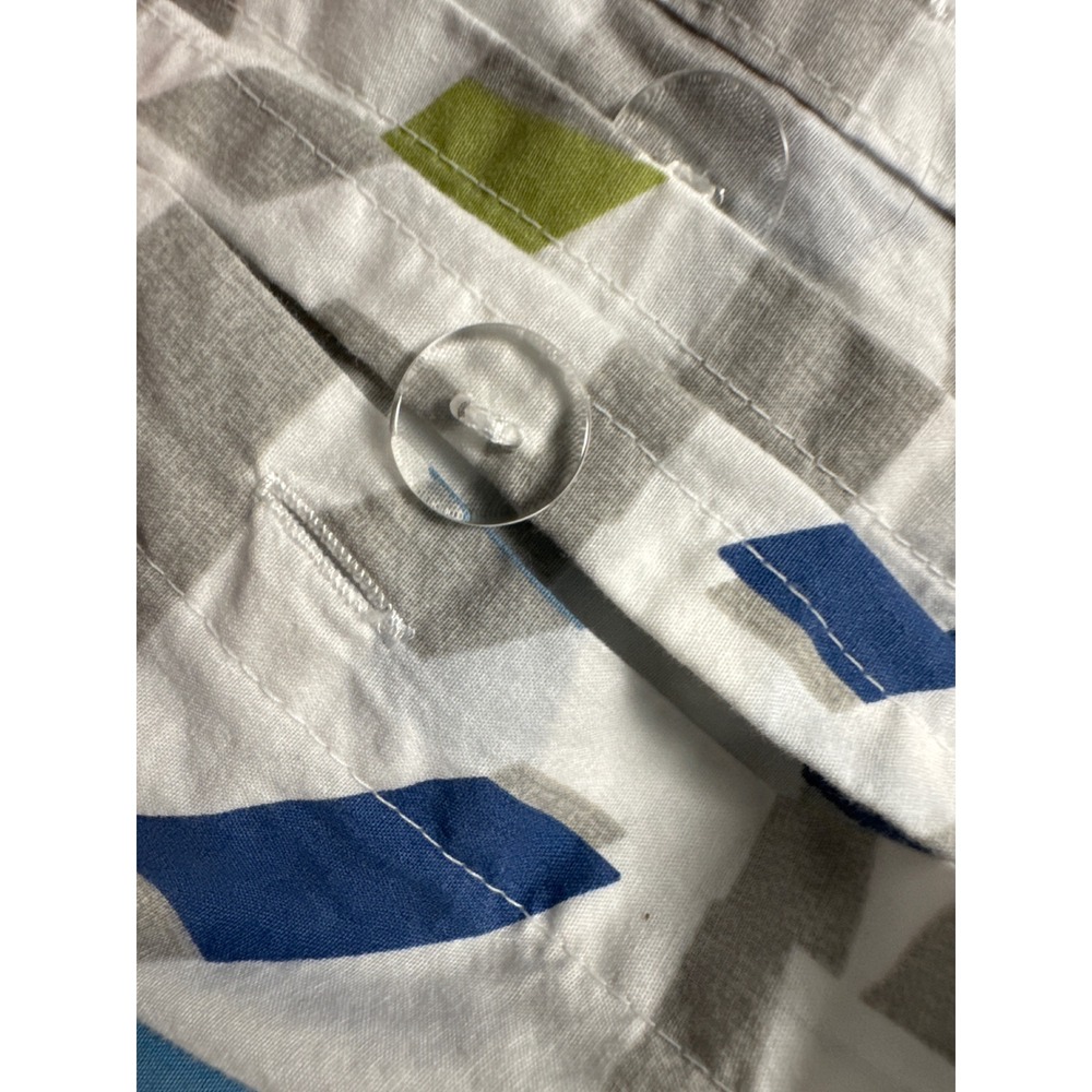 The Company Store Duvet Cover King White Blue Green Geometric Contemporary - Picture 3 of 8